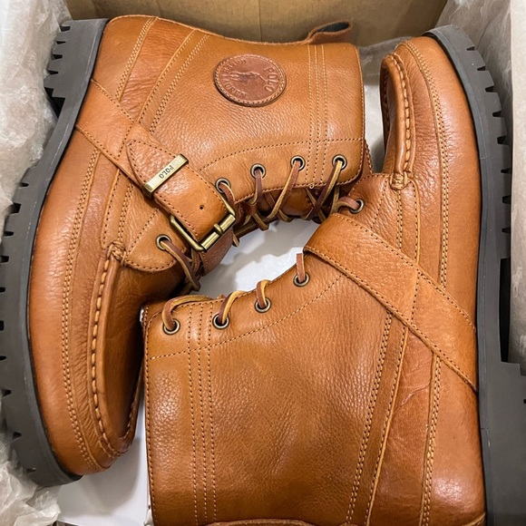 Polo by Ralph Lauren Tan Moc-Toe Boots Durable Sole - Picture 4 of 14